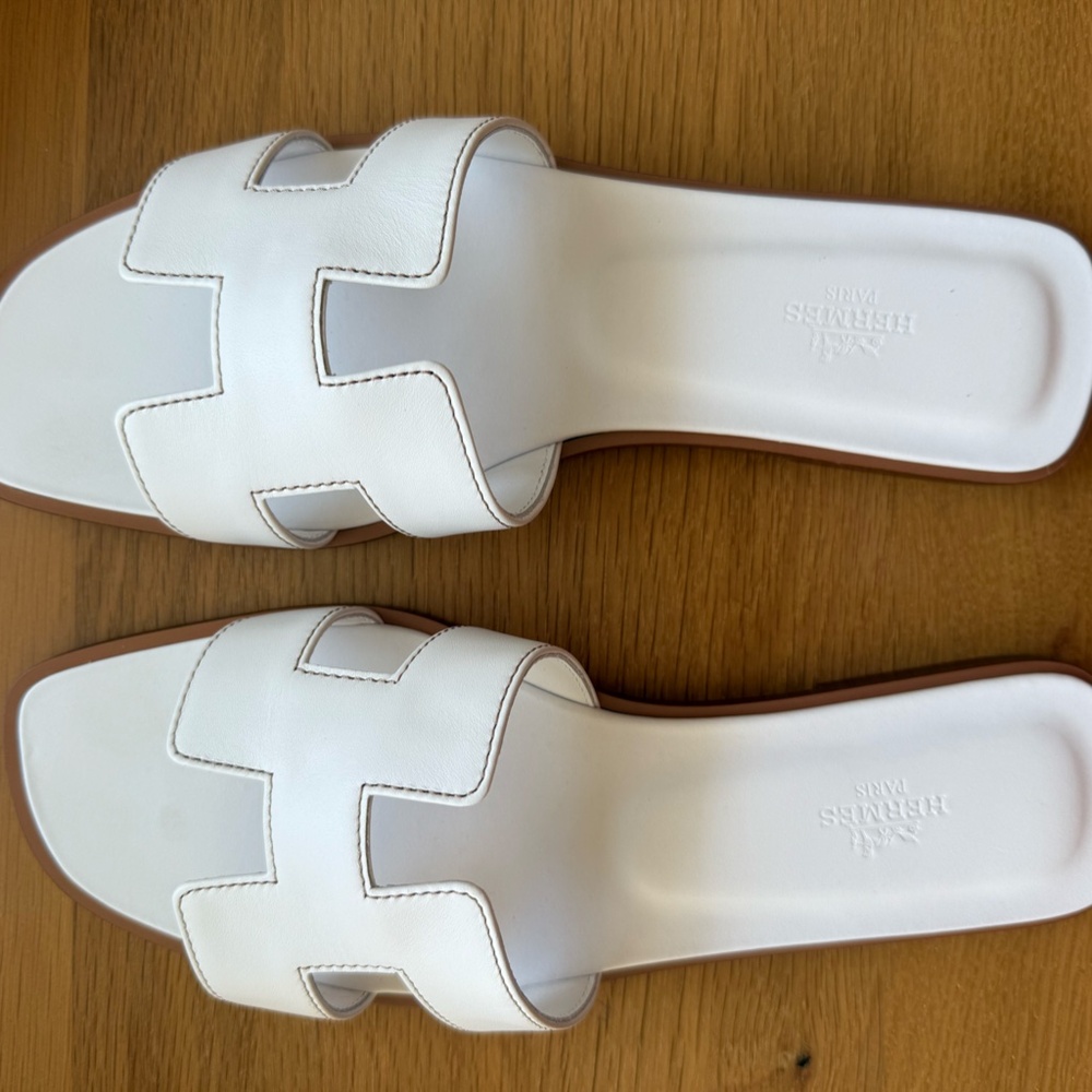 Hermes Oran Sandals-white size 40